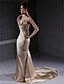 cheap Wedding Dresses-Mermaid / Trumpet Wedding Dresses Strapless Court Train Stretch Satin Sleeveless Wedding Dress in Color with Draping Criss-Cross 2022