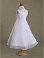 cheap Flower Girl Dresses-A-Line / Princess Tea Length Flower Girl Dress - Chiffon / Satin Sleeveless Square Neck with Side Draping / Ruffles / Ruched by LAN TING BRIDE® / Spring / Summer / Fall / Winter / First Communion