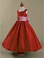 cheap Junior Bridesmaid Dresses-A-Line Floor Length Flower Girl Dress Wedding Party Cute Prom Dress Taffeta with Bow(s) Fit 3-16 Years