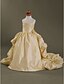 cheap Flower Girl Dresses-Ball Gown Court Train Wedding Party Taffeta Sleeveless Spaghetti Strap with Pleats / Flower