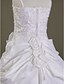 baratos Vestidos para Menina das Flores de Casamento-De Baile Cauda Corte Primeira Comunhão / Festa de Casamento Organza / Cetim Sem Manga Com Alças Finas com Saia com Pregas em Cascata / Apliques / Flor