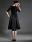 olcso Népszerű örömanya ruhák-A-vonalú Örömanya ruha Kis fekete ruha V-alakú Térdig érő Taft Féhosszú val vel Rakott Ráncolt Cakkos 2022