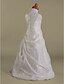 Χαμηλού Κόστους Λουλουδάτα φορέματα για κορίτσια-Πριγκίπισσα / Γραμμή Α Μακρύ Πρώτη Κοινωνία / Γαμήλιο Πάρτι Οργάντζα Αμάνικο Scoop Neck με Χάντρες / Διακοσμητικά Επιράμματα / Πλαϊνό ντραπέ