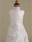 Χαμηλού Κόστους Λουλουδάτα φορέματα για κορίτσια-Πριγκίπισσα / Γραμμή Α Μακρύ Πρώτη Κοινωνία / Γαμήλιο Πάρτι Οργάντζα Αμάνικο Scoop Neck με Χάντρες / Διακοσμητικά Επιράμματα / Πλαϊνό ντραπέ