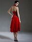 cheap Special Occasion Dresses-Clearance!A-line Halter Asymmetrical Chiffon Over  Elastic Satin Bridesmaid/ Wedding Party Dress