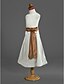 cheap Flower Girl Dresses-Princess / A-Line Tea Length Wedding / First Communion Satin Sleeveless Jewel Neck with Sash / Ribbon / Bow(s)