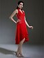 cheap Special Occasion Dresses-Clearance!A-line Halter Asymmetrical Chiffon Over  Elastic Satin Bridesmaid/ Wedding Party Dress