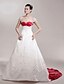 cheap Wedding Dresses-Wedding Dresses A-Line Square Neck Short Sleeve Chapel Train Satin Bridal Gowns With Draping Appliques 2024