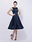 preiswerte Kleider für besondere Anlässe-Ballkleid 1950s Kleid Cocktailparty Hochzeitsfeier Knie-Länge Ärmellos Halsboot Stretch Satin mit Plissee 2024