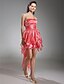 cheap Cocktail Dresses-Ball Gown High Low Dress Holiday Cocktail Party Asymmetrical Sleeveless Strapless Organza with Ruched Beading Draping 2024