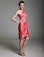 Χαμηλού Κόστους Φορέματα για Ειδικές Περιστάσεις-Ίσια Γραμμή Αργίες Καλωσόρισμα Κοκτέιλ Πάρτι Φόρεμα Ένας Ώμος Αμάνικο Μέχρι το γόνατο Σαρμέζ με Χιαστί Πλαϊνό ντραπέ 2020