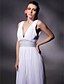cheap Evening Dresses-Sheath / Column Celebrity Style Dress Prom Floor Length Sleeveless Plunging Neck Chiffon with Beading Draping 2023