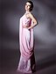 cheap Evening Dresses-Sheath / Column Elegant Dress Prom Formal Evening Floor Length Sleeveless One Shoulder Chiffon with Beading Side Draping Split Front 2024