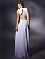 cheap Evening Dresses-Sheath / Column Celebrity Style Dress Prom Floor Length Sleeveless Plunging Neck Chiffon with Beading Draping 2023