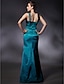 Χαμηλού Κόστους Φορέματα ειδικών περιστάσεων-Τρομπέτα / Γοργόνα Λουριά Μακρύ Ελαστικό Σατέν Φόρεμα με Χάντρες / Πλαϊνό ντραπέ με TS Couture®