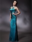 Χαμηλού Κόστους Φορέματα ειδικών περιστάσεων-Τρομπέτα / Γοργόνα Λουριά Μακρύ Ελαστικό Σατέν Φόρεμα με Χάντρες / Πλαϊνό ντραπέ με TS Couture®