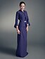 Χαμηλού Κόστους Φορέματα για τη Μητέρα της Νύφης-Ίσια Γραμμή Φόρεμα Μητέρας της Νύφης Scoop Neck Μακρύ Σιφόν Σατέν Αμάνικο με Κρυστάλλινη καρφίτσα 2020