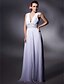cheap Evening Dresses-Sheath / Column Celebrity Style Dress Prom Floor Length Sleeveless Plunging Neck Chiffon with Beading Draping 2023