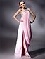 cheap Evening Dresses-Sheath / Column Elegant Dress Prom Formal Evening Floor Length Sleeveless One Shoulder Chiffon with Beading Side Draping Split Front 2024