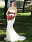 cheap Wedding Dresses-Mermaid / Trumpet Wedding Dresses Strapless Sweep / Brush Train Satin Strapless Wedding Dress in Color with Ruched Draping Crystal Floral Pin 2021