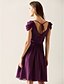 cheap Bridesmaid Dresses-A-Line / Princess V Neck Knee Length Chiffon Bridesmaid Dress with Draping / Flower by