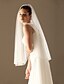 cheap Wedding Veils-Two-tier Beaded Edge Wedding Veil Elbow Veils / Veils for Short Hair with 30 cm Tulle A-line, Ball Gown, Princess, Sheath / Column, Trumpet / Mermaid / Oval