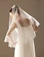 cheap Wedding Veils-Two-tier Beaded Edge Wedding Veil Elbow Veils / Veils for Short Hair with 30 cm Tulle A-line, Ball Gown, Princess, Sheath / Column, Trumpet / Mermaid / Oval