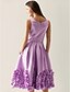 cheap Bridesmaid Dresses-A-Line / Princess Bateau Neck Knee Length Satin Bridesmaid Dress with Ruffles by LAN TING BRIDE®