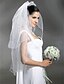 cheap Wedding Veils-Wedding Veil Two-tier Elbow Veils Veils for Short Hair Scalloped Edge Pearl Trim Edge 37.4 in (95cm) Tulle White IvoryA-line, Ball Gown,