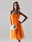 cheap Bridesmaid Dresses-Sheath / Column Bridesmaid Dress Strapless Sleeveless Open Back Knee Length Chiffon with Draping / Split Front 2022