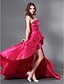 Χαμηλού Κόστους Φορέματα για Ειδικές Περιστάσεις-Γραμμή Α Φανταχτερό Φόρεμα Κοκτέιλ Πάρτι Επίσημο Βραδινό Ουρά μέτριου μήκους Αμάνικο Στράπλες Ταφτάς με Με Άνοιγμα Μπροστά 2024