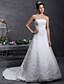 cheap Wedding Dresses-Hall Wedding Dresses A-Line Strapless Sleeveless Court Train Lace Bridal Gowns With Lace Beading 2024