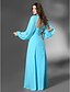 cheap Evening Dresses-Sheath / Column 1920s All Celebrity Styles Inspired by Venice Film Festival Formal Evening Military Ball Dress Jewel Neck Long Sleeve Floor Length Chiffon with Draping 2022 / Puff Balloon Sleeve