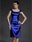 cheap The Wedding Store-Sheath / Column Mother of the Bride Dress Square Neck Knee Length Stretch Satin Sleeveless with Ruched 2022