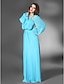 cheap Evening Dresses-Sheath / Column 1920s All Celebrity Styles Inspired by Venice Film Festival Formal Evening Military Ball Dress Jewel Neck Long Sleeve Floor Length Chiffon with Draping 2022 / Puff Balloon Sleeve