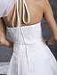 levne Svatební šaty-A-Linie Svatební šaty Špagetová ramínka K lýtkům Organza Bez rukávů Malé bílé s Krajka Sklady Korálky 2020