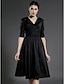 cheap Mother of the Bride Dresses-A-Line Mother of the Bride Dress Little Black Dress V Neck Knee Length Taffeta Half Sleeve with Pleats Ruched Draping 2022