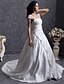 cheap Wedding Dresses-Princess A-Line Wedding Dresses Off Shoulder Chapel Train Satin Short Sleeve with 2020