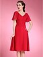 cheap The Wedding Store-A-Line Mother of the Bride Dress Open Back V Neck Knee Length Chiffon Short Sleeve with Pleats 2022