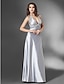 cheap Special Occasion Dresses-Sheath / Column Open Back Formal Evening Military Ball Dress V Neck Sleeveless Floor Length Stretch Satin with Sequin Side Draping Crystal Brooch 2021