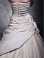 זול שמלות כלה-שמלות חתונה גזרת A סטרפלס סטרפלס שובל קתדרלה טפטה שמלות כלה עם חרוזים תחרה משולבת 2024
