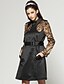 abordables Ropa de abrigo de mujer-leopardo de mangas largas de solapa con el escudo del cinturón trinchera / Outerwears mujeres (FF-h-ca2013004)