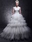 cheap Wedding Dresses-Ball Gown Wedding Dresses Halter Neck Floor Length Taffeta Tulle Sleeveless with 2020