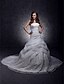 cheap Wedding Dresses-Hall Wedding Dresses Princess Strapless Scalloped-Edge Sleeveless Cathedral Train Lace Bridal Gowns With 2024