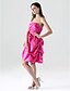 Χαμηλού Κόστους Φορέματα Παρανύμφων-Γραμμή Α Φόρεμα Παρανύμφων Στράπλες Αμάνικο Κοντό / Μίνι Σατέν με Φούστα με πιασίματα / Πιασίματα 2022