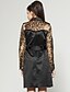 abordables Ropa de abrigo de mujer-leopardo de mangas largas de solapa con el escudo del cinturón trinchera / Outerwears mujeres (FF-h-ca2013004)