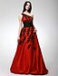 ieftine Rochii Ocazii Speciale-Ball Gown One Shoulder Floor Length Satin Vintage Inspired Prom / Formal Evening Dress with Beading / Appliques / Ruched by TS Couture®