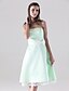 cheap Bridesmaid Dresses-A-Line Strapless Knee Length Satin Bridesmaid Dress with Bow(s) / Lace / Sash / Ribbon by LAN TING BRIDE®