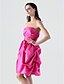 cheap Bridesmaid Dresses-A-Line Bridesmaid Dress Strapless Sleeveless Short / Mini Satin with Pick Up Skirt / Ruched 2022