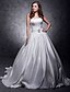 cheap Wedding Dresses-Wedding Dresses Strapless Sleeveless Chapel Train Satin Bridal Gowns With Sash / Ribbon Button 2024